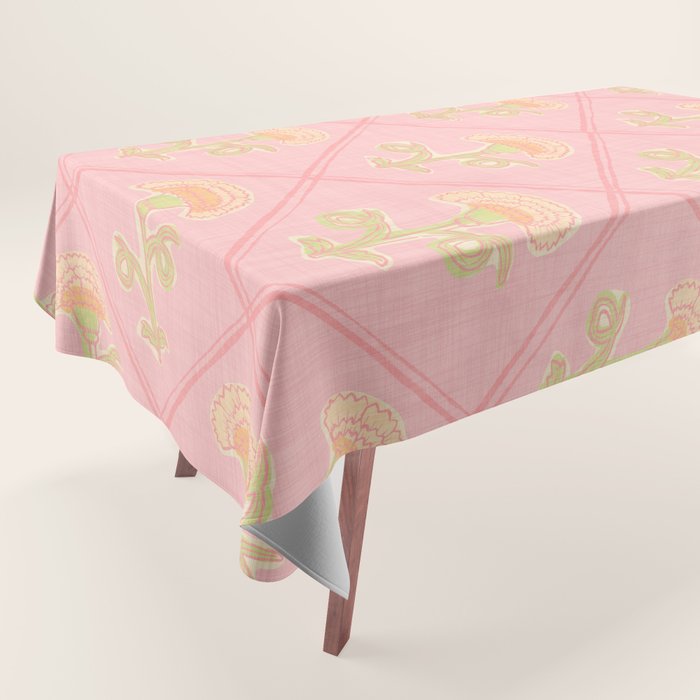 Provence Cottage Floral in Pink Linen  Tablecloth Gallery Image 1