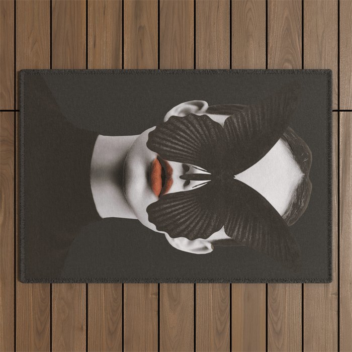BLACK BUTTERFLY 3 Outdoor Rug Gallery Image 1