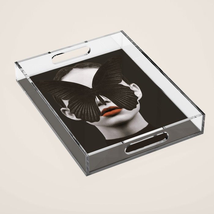 BLACK BUTTERFLY 3 Acrylic Tray Gallery Image 1