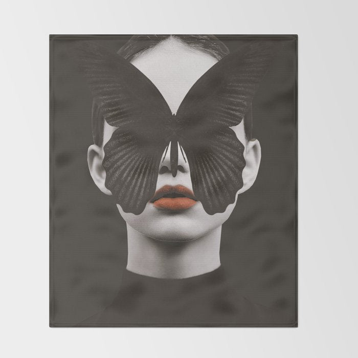 BLACK BUTTERFLY 3 Throw Blanket Gallery Image 2
