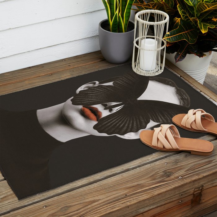 BLACK BUTTERFLY 3 Outdoor Rug Gallery Image 2