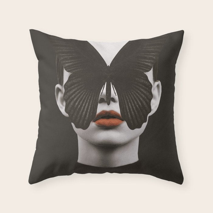 BLACK BUTTERFLY 3 Throw Pillow Gallery Image 1