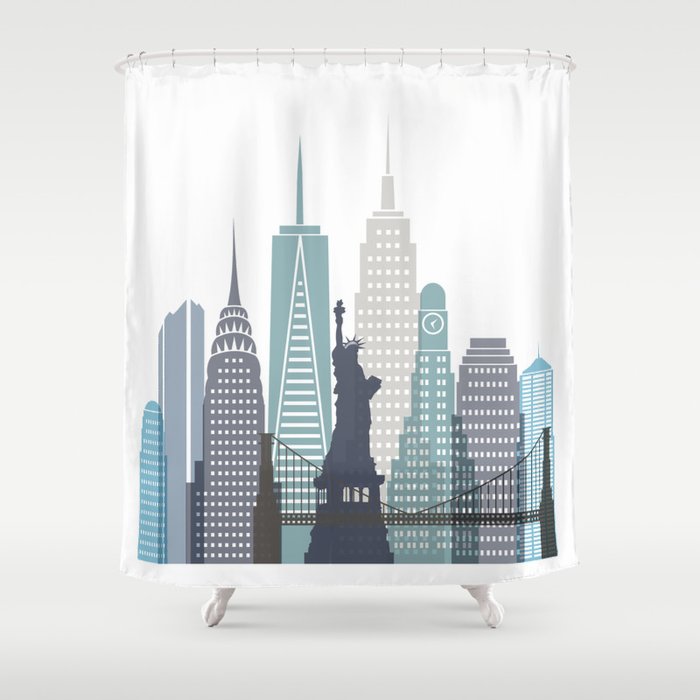 New York City NYC skyline buildings Shower Curtain Gallery Image 1