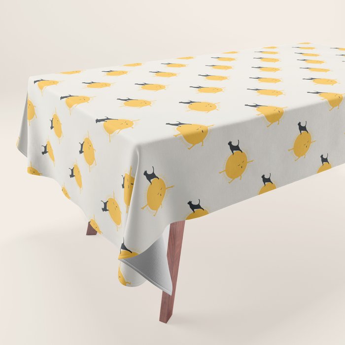 Good Meowâing 9 yoga warrior II Tablecloth Gallery Image 1