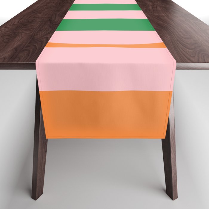 Striped Circle Bold Geometric Orange Pink Green Table Runner Gallery Image 1