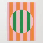 Striped Circle Bold Geometric Orange Pink Green Poster Gallery Image 4
