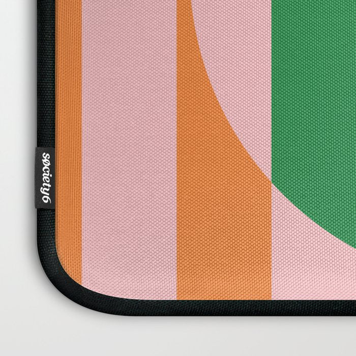 Striped Circle Bold Geometric Orange Pink Green Laptop Sleeve Gallery Image 3
