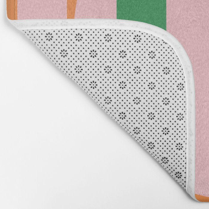 Striped Circle Bold Geometric Orange Pink Green Bath Mat Gallery Image 2