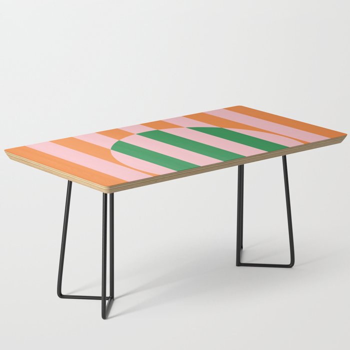 Striped Circle Bold Geometric Orange Pink Green Coffee Table Gallery Image 1