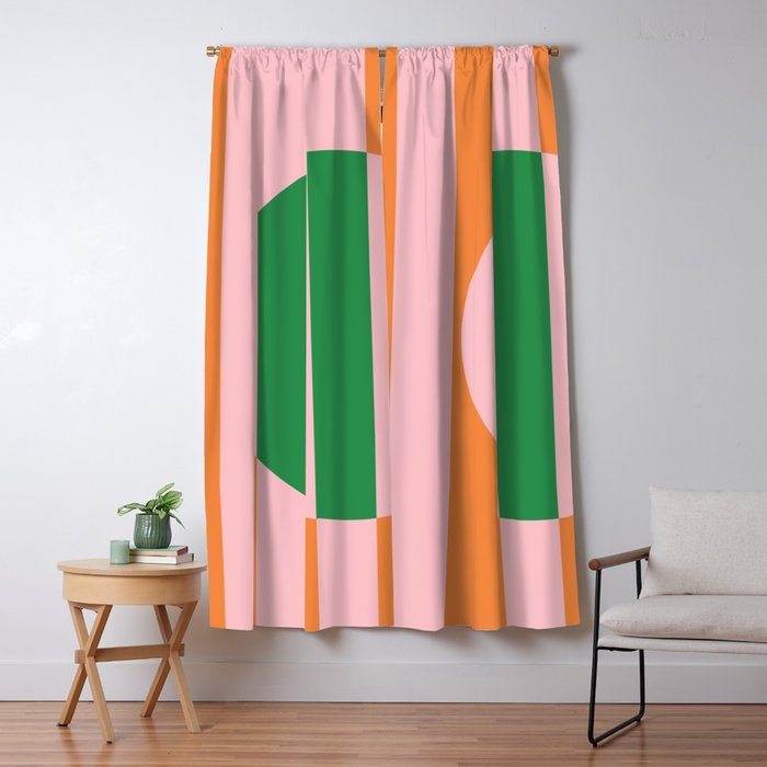 Striped Circle Bold Geometric Orange Pink Green Window Curtain Gallery Image 5