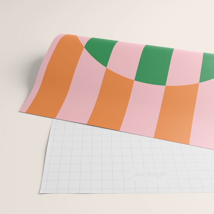 Striped Circle Bold Geometric Orange Pink Green Wrapping Paper Gallery Image 2