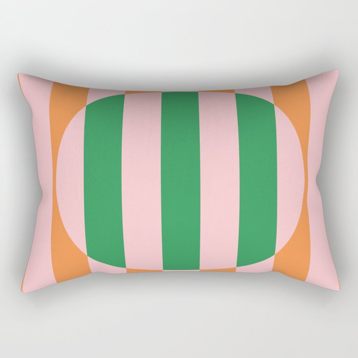 Striped Circle Bold Geometric Orange Pink Green Rectangular Pillow Gallery Image 1