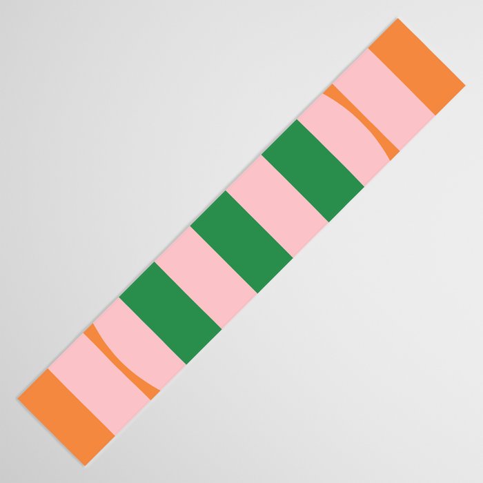 Striped Circle Bold Geometric Orange Pink Green Table Runner Gallery Image 3