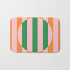Striped Circle Bold Geometric Orange Pink Green Bath Mat Gallery Image 1