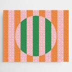 Striped Circle Bold Geometric Orange Pink Green Jigsaw Puzzle Gallery Image 1