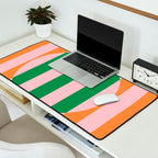 Striped Circle Bold Geometric Orange Pink Green Desk Mat Gallery Image 2