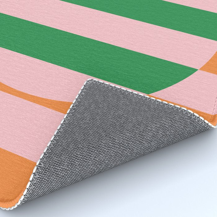 Striped Circle Bold Geometric Orange Pink Green Rug Gallery Image 4