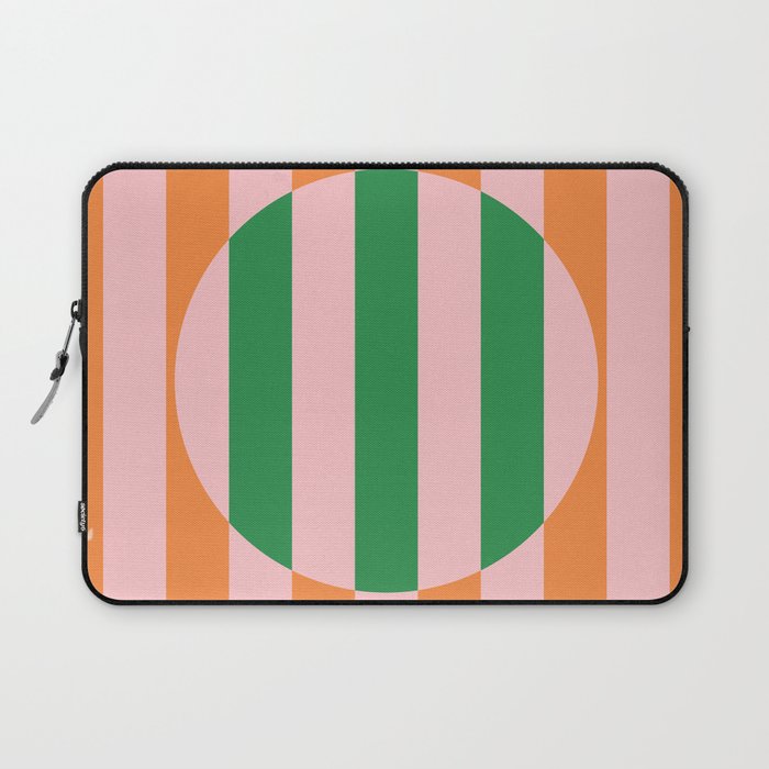 Striped Circle Bold Geometric Orange Pink Green Laptop Sleeve Gallery Image 1