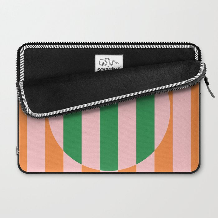Striped Circle Bold Geometric Orange Pink Green Laptop Sleeve Gallery Image 2