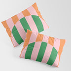 Striped Circle Bold Geometric Orange Pink Green Pillow Sham Gallery Image 3