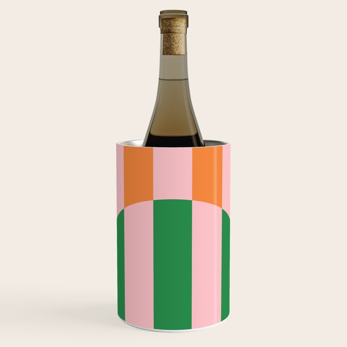 Striped Circle Bold Geometric Orange Pink Green Wine Chiller Gallery Image 1