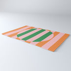 Striped Circle Bold Geometric Orange Pink Green Rug Gallery Image 3