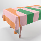 Striped Circle Bold Geometric Orange Pink Green Tablecloth Gallery Image 1