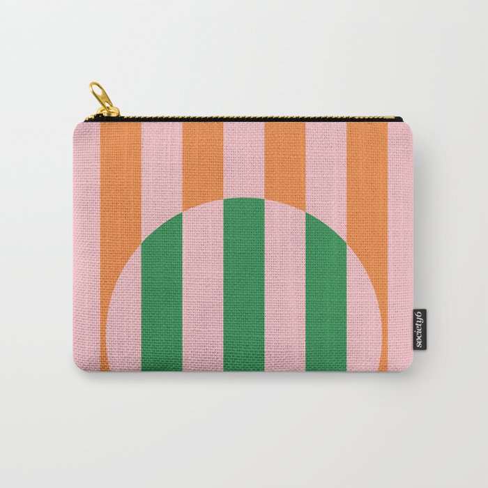 Striped Circle Bold Geometric Orange Pink Green Carry All Pouch Gallery Image 1