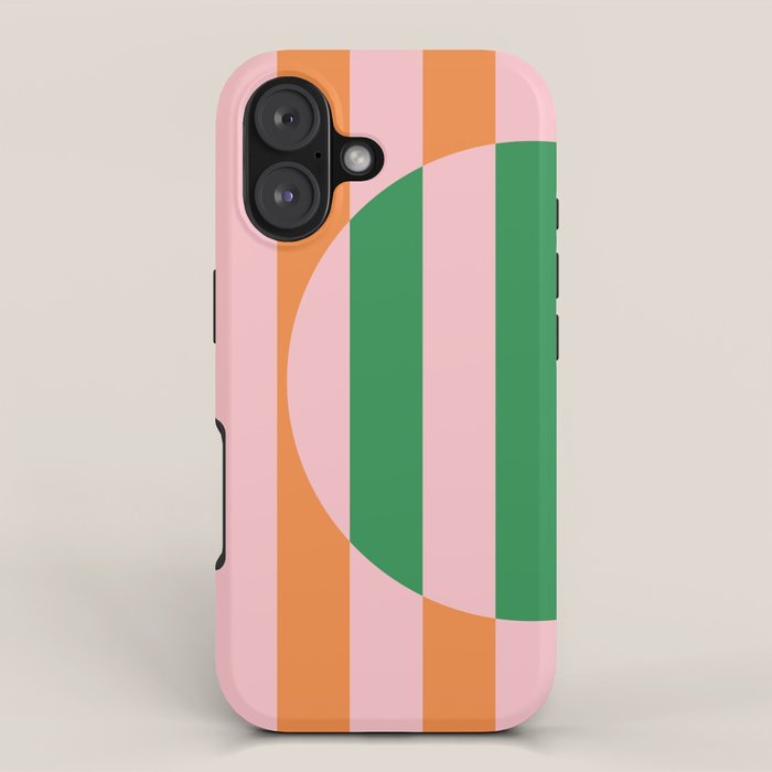 Striped Circle Bold Geometric Orange Pink Green iPhone Case Gallery Image 1