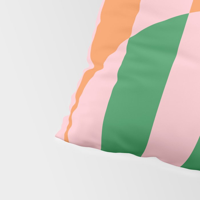 Striped Circle Bold Geometric Orange Pink Green Pillow Sham Gallery Image 4