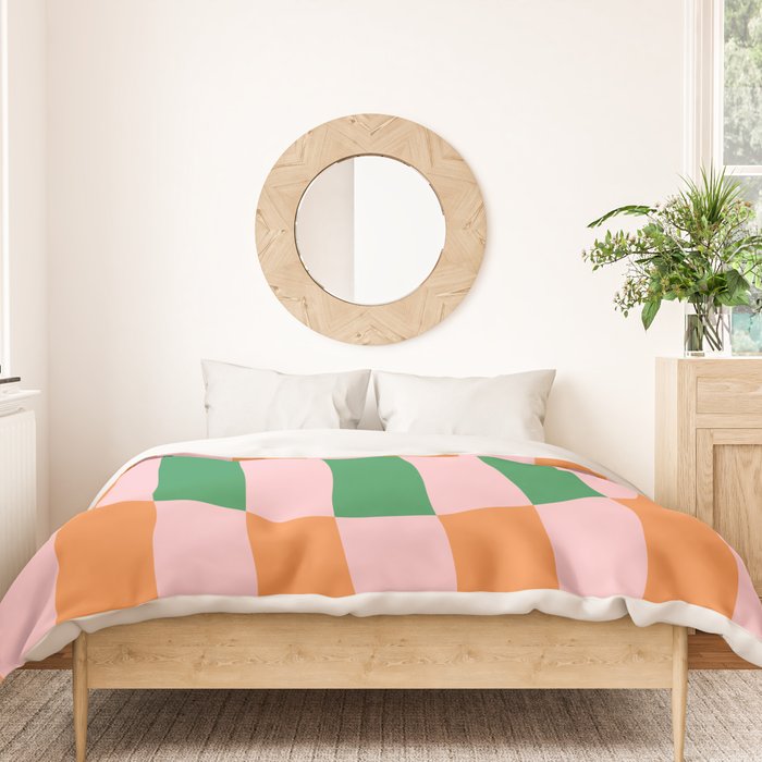 Striped Circle Bold Geometric Orange Pink Green Duvet Cover Gallery Image 3