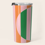 Striped Circle Bold Geometric Orange Pink Green Travel Mug Gallery Image 3