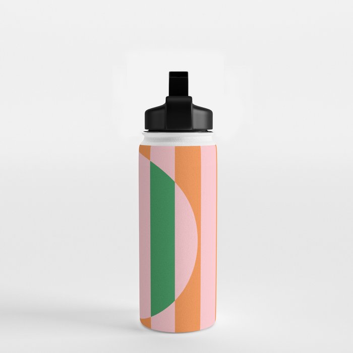 Striped Circle Bold Geometric Orange Pink Green Water Bottle Gallery Image 2