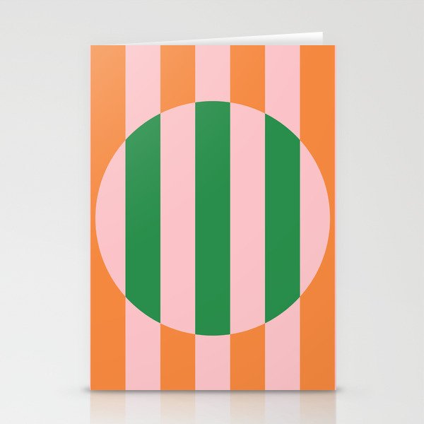 Striped Circle Bold Geometric Orange Pink Green Stationery Card Gallery Image 2