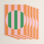 Striped Circle Bold Geometric Orange Pink Green Wrapping Paper Gallery Image 3