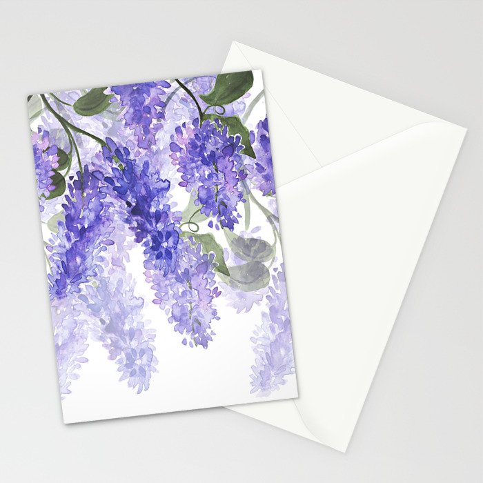 Purple Wisteria Flowers Stationery Card Gallery Image 2