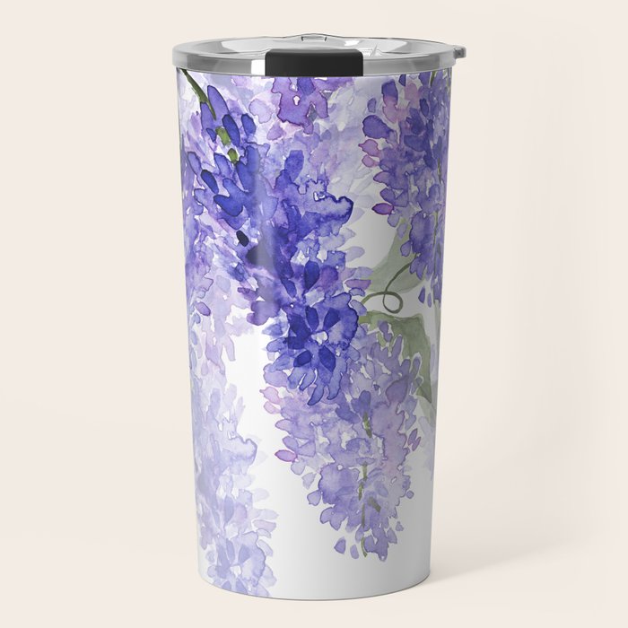 Purple Wisteria Flowers Travel Mug Gallery Image 1