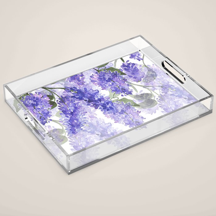 Purple Wisteria Flowers Acrylic Tray Gallery Image 1