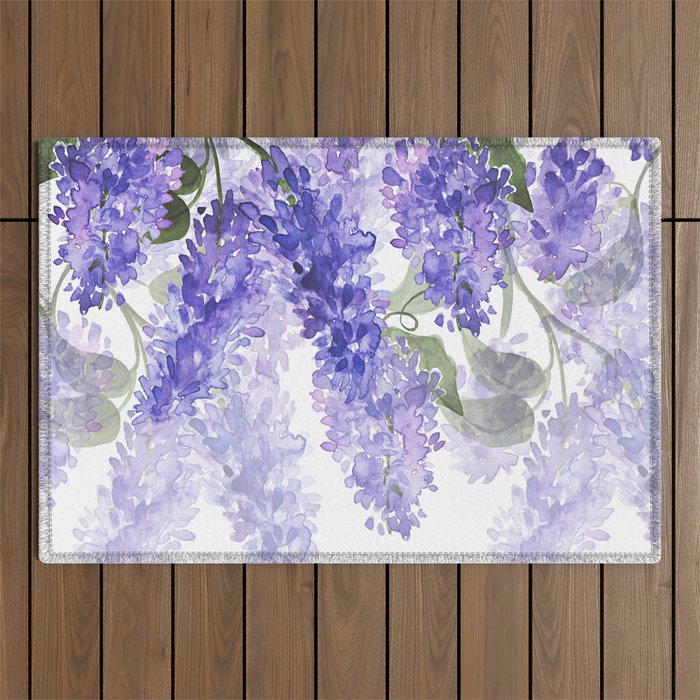 Purple Wisteria Flowers Outdoor Rug Gallery Image 1