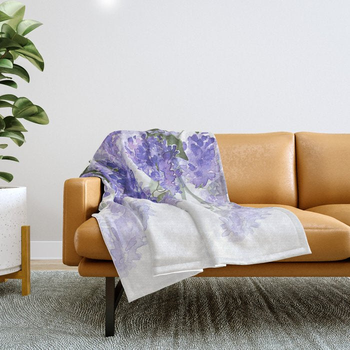 Purple Wisteria Flowers Throw Blanket Gallery Image 1