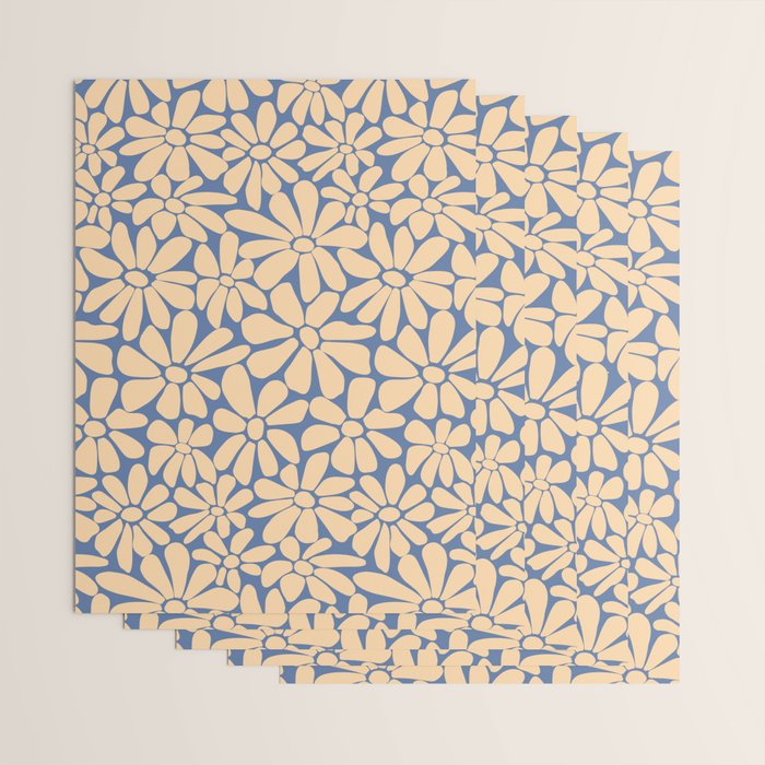 Retro Floral - Indigo  Wrapping Paper Gallery Image 3