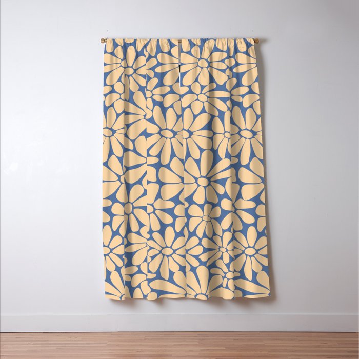 Retro Floral - Indigo  Window Curtain Gallery Image 3