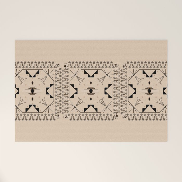 Lost Desert Tile - Black & Camel Welcome Mat Gallery Image 1