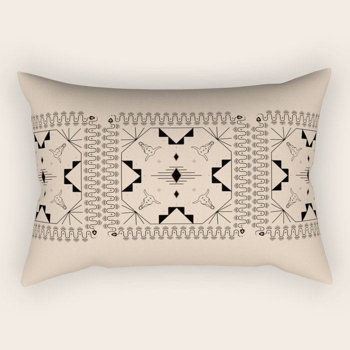 Lost Desert Tile - Black & Camel Rectangular Pillow Gallery Image 2