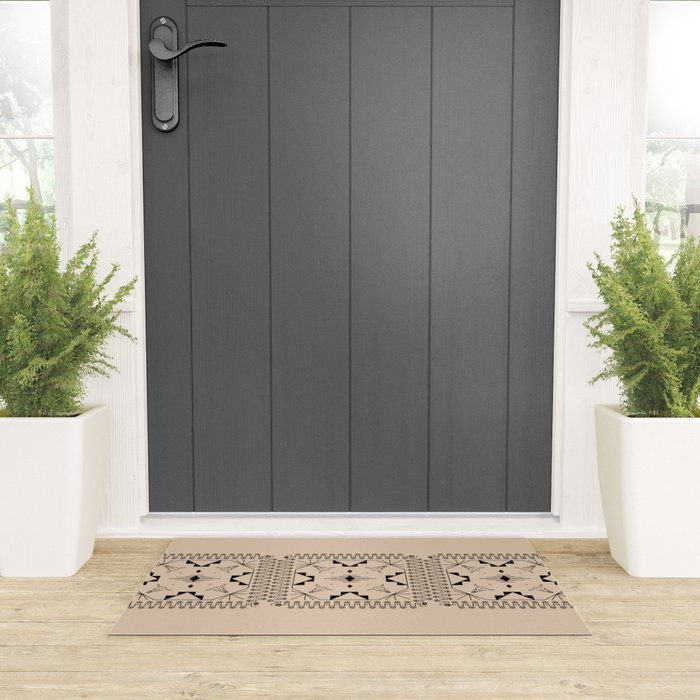 Lost Desert Tile - Black & Camel Welcome Mat Gallery Image 3