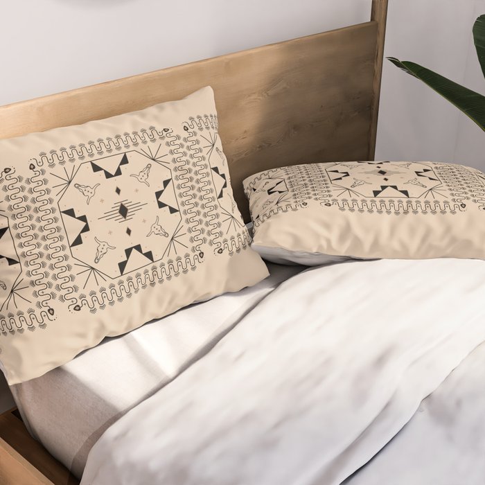 Lost Desert Tile - Black & Camel Pillow Sham Gallery Image 2