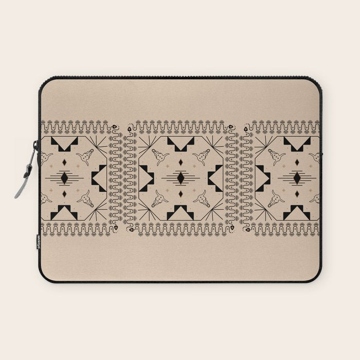 Lost Desert Tile - Black & Camel Laptop Sleeve Gallery Image 1