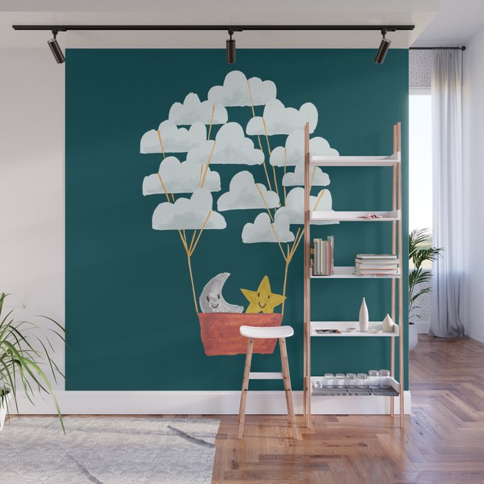 Hot cloud baloon - moon and star Wall Mural Gallery Image 1