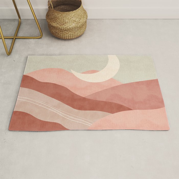 Reddish desert dunes moon Rug Gallery Image 1
