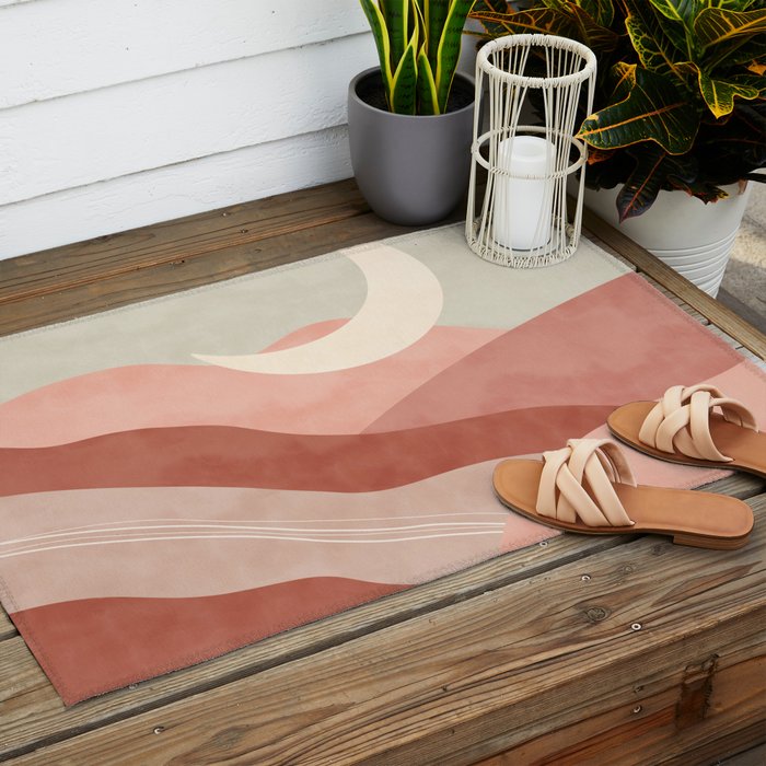 Reddish desert dunes moon Outdoor Rug Gallery Image 2